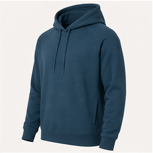 เสื้อฮู้ดดี้ผู้ชายสีน้ำเงินเบนซินทรงหลวมสไตล์สปอร์ต ปรับแต่งได้ พร้อมเชือกผูกแบบโทนสี ด้านหน้าเรียบหรู ผลิตจากผ้าคอตตอนผสมเทอร์รี่ รุ่น MHOOD-0018 - Product Image 4