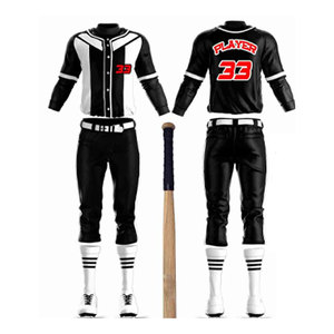 Custom Baseball Uniform Men's Black White Striped Jersey Pants Gloves Hat <b>Socks</b> Bag Breathable Polyester All Seasons Wear - Product Image 2