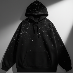 Sweat à capuche personnalisé avec strass unisexe, sweat à capuche en coton molletonné de haute qualité avec strass personnalisés pour hommes - Product Image 5