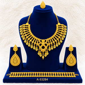 Juego de Collar y Aretes Clásico MOLL JEWELLERS, Chapado en Oro de 24K, Aleación de Zinc, Zirconia, Diseño de Flor, para Mujer, Joyería de Moda para Bodas, A-53282 - Product Image 5