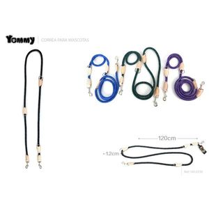 สายจูงสุนัขแบบกลมสะท้อนแสงสองหัวพร้อมตัวเชื่อมหนัง ยาว 120 ซม. - Product Image 1