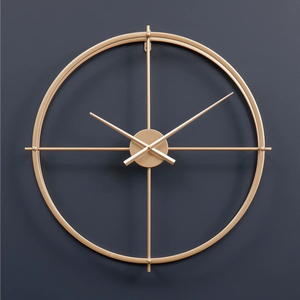 Reloj de Pared Redondo Dorado Moderno, Reloj Decorativo con Marco Minimalista, Acento Interior de Lujo Contemporáneo - Product Image 1
