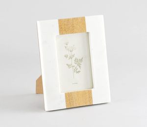 Premium Handmade White Marble Photo <b>Frame</b> with <b>Gold</b> Leaf Panels Wall Mount Decorative Gift - Product Image 1