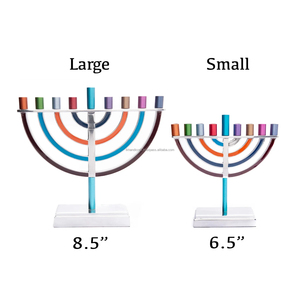 Hanukkah Menorah <b>Candle</b> Stand Aluminum Metal Multi Color Anodized Vintage <b>Wedding</b> Decoration Handmade Embossing Printing Table - Product Image 2