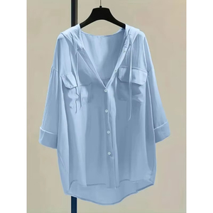 Women Hoodies New Plus Size Summer New Women Hooded <b>Sunscreen</b> Shirt Coat Leisure Thin Double Pocket Sun Protection Jac - Product Image 1