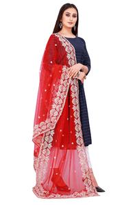 Nouvelle Collection : Kurti et Dupatta Indiens et Pakistanais Tendance en Tissu Filet Rouge – Tenue Ethnique Exclusive pour Femme - Product Image 3
