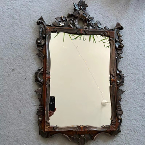 Espejo de Pared de Madera Tallada Ornamentada de Estilo Barroco Antiguo - Product Image 1
