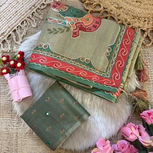 Sari en soie pure de qualité supérieure brodé avec des motifs Aari Khatli, pallu à pompons de créateur, prix de gros pour l'été, Royal Export - Product Image 3