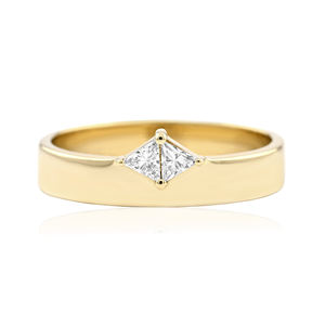 Diamants naturels avec bague de mariage et de fiançailles en or jaune massif 18 carats avec diamant triangulaire, bijoux indiens classiques pour les fêtes - Product Image 1