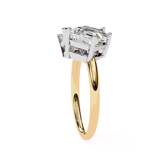 แหวนเพชร E Color Lab grown Diamond Toi Et Moi สำหรับผู้ชายและผู้หญิง ทรง Radiant Emerald Cut ทองคำแท้ 18K แบบสี่ขา ตัวเรือนแบบ Bypass Jewelry Band - Product Image 1