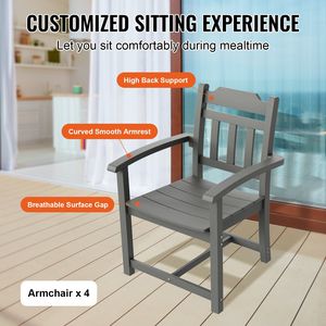 5-Piece All-Weather Garden <b>Set</b> <b>Square</b> Patio Dining Table and Chairs Small Outdoor Furniture HIPS Design - Product Image 5