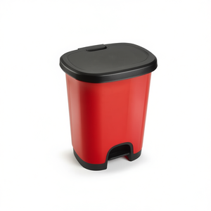 Poubelle à couvercle rabattable CUBO PEDAL 27L rouge avec couvercle noir pour poubelles à déchets - Product Image 1