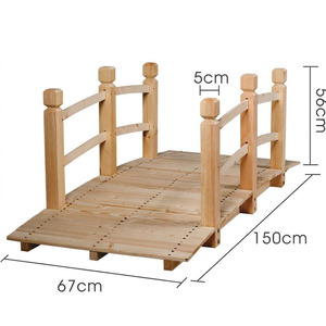 Pont de jardin en bois d'extérieur avec garde-corps, allée pour bassin, arche décorative, ornement de jardin, pont décoratif pour jardin - Product Image 4