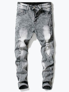 Pantalon en jean pour homme, coupe droite, slim fit, bleu foncé, style business casual - Product Image 3