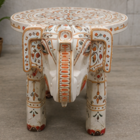 Handmade Elephant Shape <b>Stone</b> Figurine With Floral <b>Painted</b> Design For Home Decoration - Product Image 6