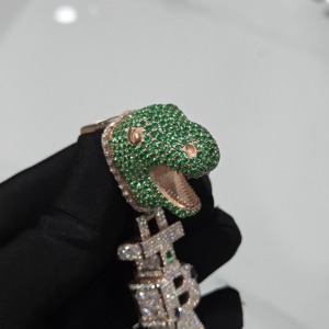 Pendentif Breloque Hiphop en Forme d'Animal en Moissanite, Argent 925 Plaqué Or Rose, Micro-Sertissage, Coupe Brillante, Bijou Unisexe Idéal pour Fête et Cadeau - Product Image 3