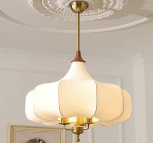 Lámpara Colgante Moderna de Metal y Tela, Forma Irregular, Pantalla Blanca, Diseño de Mediados de Siglo, Decoración para Sala de Estar - Product Image 1