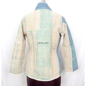 New Collection Handmade patchwork <b>Kantha</b> <b>Jacket</b> Solid Simple Design Short Coat Multi-Colored Casual Women's Wear for Winter - Product Image 4