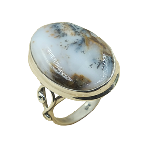 Natural Dendrite Opal <b>Ring</b> 925 Sterling Silver Handmade <b>Statement</b> Oval Gemstone <b>Ring</b> Vintage Jewelry Gift for Women Unisex Her - Product Image 1