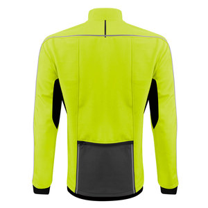 Veste polaire pour homme, couleur jaune néon et gris, coupe-vent, col montant, fermeture éclair, style sportif, vêtement d'automne - Product Image 5