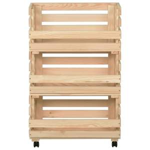 Carrito de Cocina de Madera Maciza de Pino de 14.6"x11.8"x31.5" para Verduras, Islas y Carritos de Cocina - Product Image 3