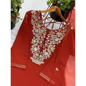 Designer XL Rayon Salwar Kameez with <b>Top</b>-Plazzo and Dupatta Heavy Embroidery Work for <b>Wedding</b> - Product Image 2
