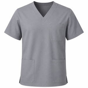Custom Men's Gray V-Neck Short Sleeve T-<b>Shirt</b> Casual Regular Fit Jersey Knit Soft Breathable Chest Pocket Tee - Product Image 6