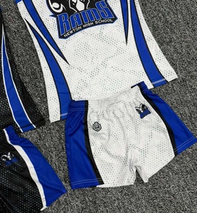 Ensemble de maillots de basket-ball OEM sublimés blanc et bleu, sans manches, col en V, en maille respirante, unisexe, pour adolescents, toutes saisons - Product Image 6