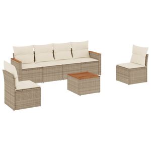 Conjunto de Sofás Modulares Grandes de Ratán Sintético Beige para Jardín, Muebles de Exterior Cómodos y Elegantes - Product Image 2