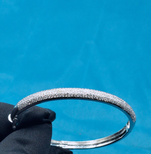 925 Sterling <b>Silver</b> Moissanite Diamond <b>Bangle</b> <b>Bracelet</b> Claps Dainty Minimalist Handmade <b>Bangle</b> Gift For Her - Product Image 1