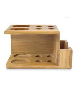 Wooden Bathroom Countertop Organizer With Compartments For Bamboo Toothbrush Comb <b>Toothpaste</b> And Glass Bottles Eco Friendly - Product Image 5