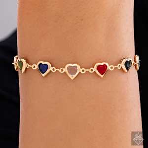 PRAO Multicoloured <b>Crystal</b> Hearts Bangle Elegant and Stylish Bracelet - Product Image 4