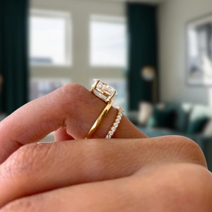 Oval Lab Grown Diamond Engagement Ring_ Twisted 14K Yellow Gold Band - Product Image 1