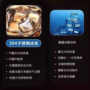 ก้อนน้ำแข็งสแตนเลส 316 ใช้ซ้ำได้สำหรับแช่เย็นวิสกี้และไวน์ - Product Image 5