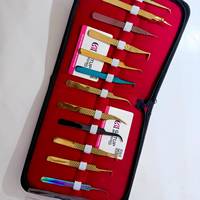 Kit de pinces à épiler pour extensions de cils en acier inoxydable de haute qualité, pointe lisse de 10 mm, précision anti-magnétique, plasma