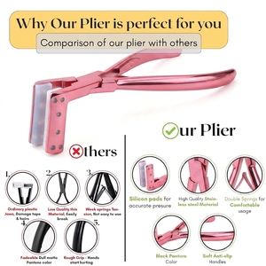 Pince professionnelle pour pose d'extensions capillaires, outil de scellage pour extensions à bandes avec patins en silicone, ouverture facile, conception à ressort, en acier inoxydable - Product Image 5