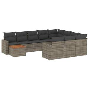 Conjunto de Sofás de Jardín de Ratán Gris, 6 Plazas, Resistente a la Intemperie, Muebles de Exterior de Diseño Contemporáneo - Product Image 4