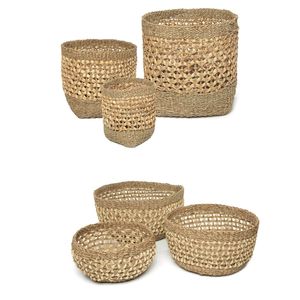 Cestas de Almacenamiento SERIE CRUX, Cesta de Jacinto de Agua y Algas Marinas, Organizador para Sala de Estar, Baño y Hogar - Product Image 4