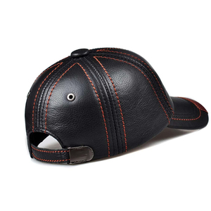 Luxury Genuine Leather Baseball <b>Cap</b> Adjustable Hat Puff Printing Plain Casual Streetwear <b>Men</b> Women - Product Image 2
