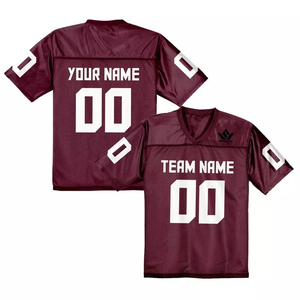 เสื้อฟุตบอลอเมริกันสีน้ำเงินแบบกำหนดเอง คอวี แขนสั้น พิมพ์ลายชื่อทีมแบบซับลิเมชั่น 00 ผ้าตาข่ายระบายความชื้น สำหรับผู้ใหญ่ ใส่ได้ทั้งชายและหญิง - Product Image 4