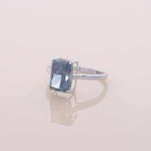 Anillo de Diamante Azul Cultivado en Laboratorio con Corte Radiante de 3.73 Quilates en Plata de Ley 925 Sólida |   Solitario de Alta Gama |   Joyería Fina - Product Image 6