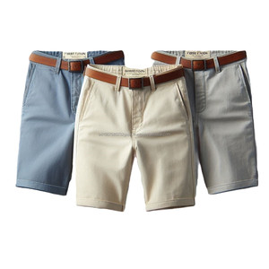 กางเกงขาสั้นผ้าชิโนสำหรับผู้ชายกางเกงขาสั้นผ้าวิลผ้าฝ้าย100% ไม่ยับระบายอากาศย้อมพื้นทำจากบังคลาเทศ - Product Image 5