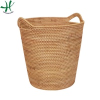Paniers tissés en rotin rond fait à la main naturel avec couvercles panier à linge maison vêtements rangements et panier d'organisation pour vêtements