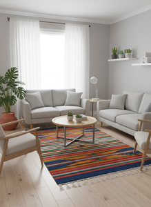 Tapis doux en coton fait main à motifs floraux, moderne, réversible et lavable en machine pour la maison, les voyages et l'usage commercial - Product Image 3