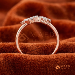 925 Sterling Rose Gold Plated Asymmetric Open <b>Ring</b> | Baguette Cut Zirconia Cluster Bypass <b>Ring</b> | Modern <b>Statement</b> <b>Ring</b> - Product Image 3