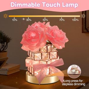 Regali di San Valentino e Compleanno per Lei, Lampada da Tavolo in Cristallo Senza Fili con 3 Colori Dimmerabili e Ricaricabile per Arredamento Casa - Product Image 1