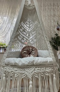 Macrame patio <b>swing</b>,Macrame <b>swing</b>,Macrame white <b>hammock</b>,Macrame hanging <b>swing</b>,Macrame - Product Image 3