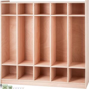 Armario para Abrigos de Guardería de 5 Secciones, 48 x 13 x 48 Pulgadas, Perchero para Aula con Colgador para Mochilas, 5 Ganchos, Mobiliario Escolar - Product Image 1