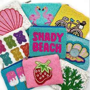 Bolsa Bordada con Cuentas de Colores y Diseño Floral, Bolsa para Monedas Bordada con Cuentas de Semillas Coloridas - Product Image 1