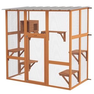 Recinto per Gatti da Esterno Orange Catio con Tetto Protettivo e Tiragraffi per 1-2 Gatti, Arredamento per Animali Domestici - Product Image 1